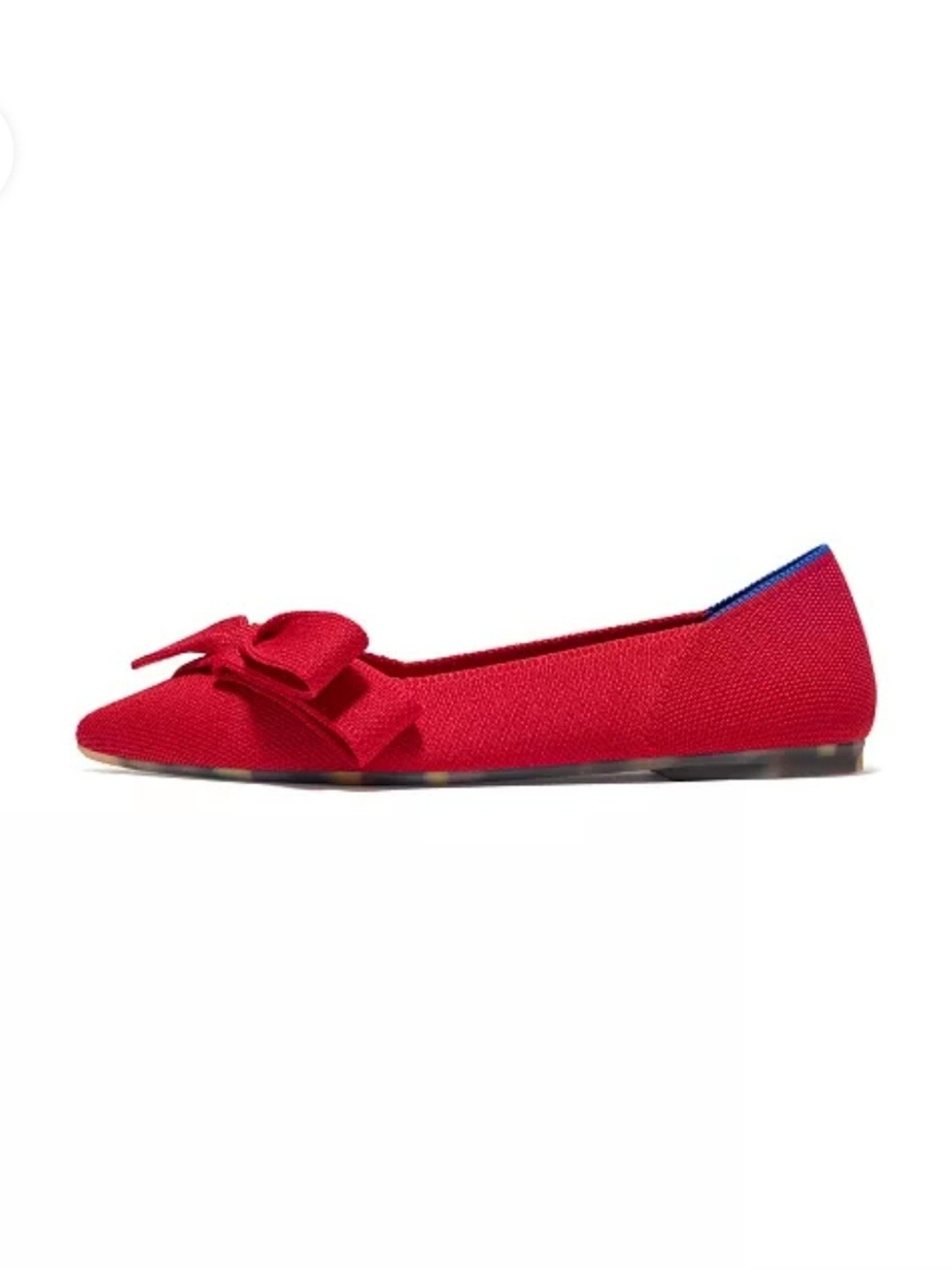 Rothy's Red Pointed-Toe Bow Flats